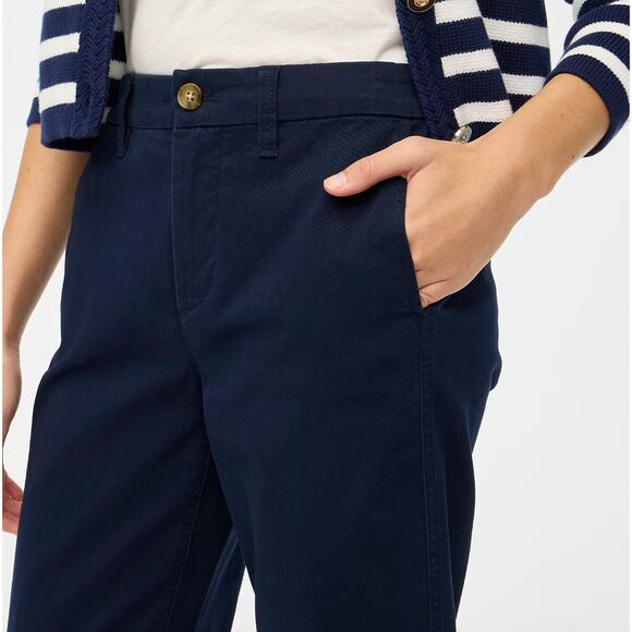 J.Crew Petite High Rise Girlfriend Chino Pant Navy Classic Preppy US 10 P NWT - Picture 3 of 13